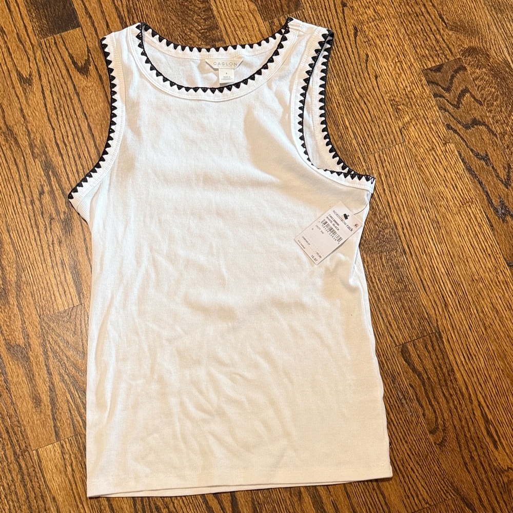 Nordstrom Rack Caslon Black and White Whipstitch Tank Size Small NWT